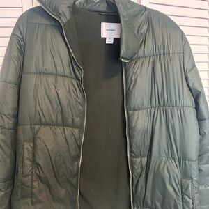 Old Navy Green Puffer Jacket with Quilted Design